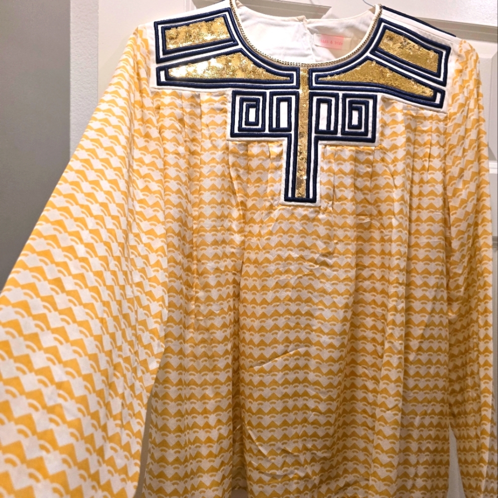 Sass and Bide, US 12, Yellow/Gold/Navy blouse